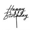 Akryl kaketopp happy birthday svart