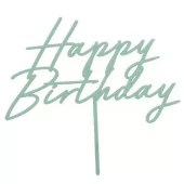 Akryl kaketopp happy birthday misty green