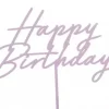 Akryl kaketopp happy birthday lys lilla