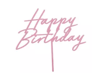 Akryl kaketopp happy birthday rosa