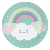 Rainbow & Cloud pappfat 23 cm 8pk