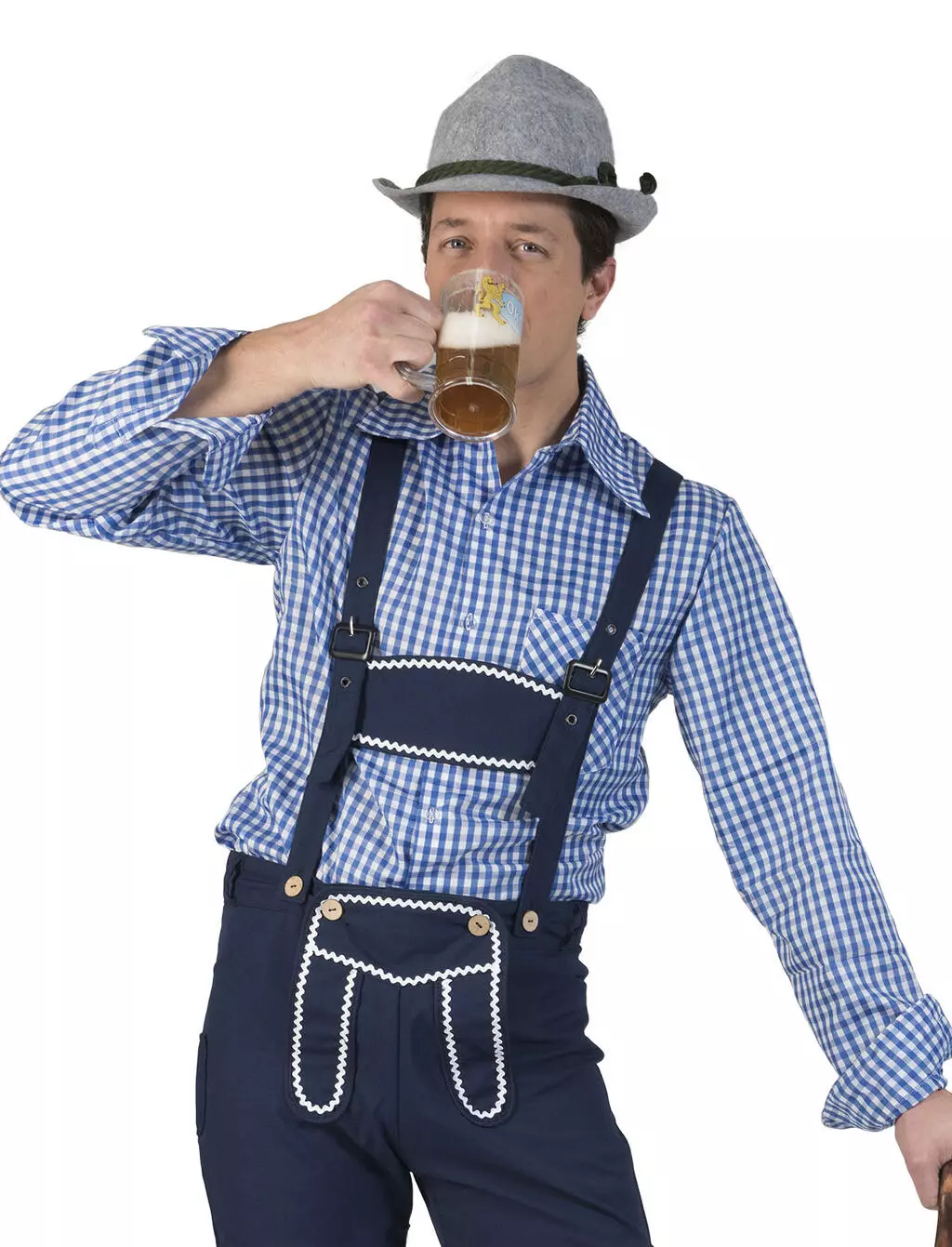 Oktoberfestskjorte Mørkeblå/Hvit Ruter S (48-50)