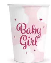 Baby girl rosa pappkopper 8pk