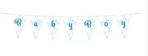 Baby boy mini flaggbanner i papp 2m