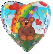 Folie med bamse og regnbue 46cm