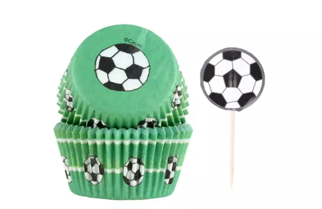 Muffinsform STD Fotball, 50 stk m/10 picks