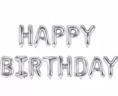 Ballongord Silver Happy birthday