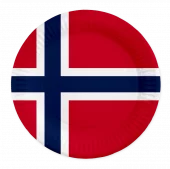 Papptallerken norske flagg 23 cm 8pk