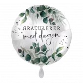 Gratulerer med dagen - Grønn floral folieballong