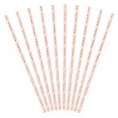 Sugerør i papir rosa/gull 10 pk
