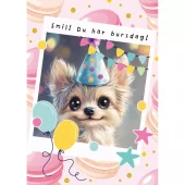 POSTKORT HUND,SMIL DU HAR BURSDAG, BARNEKORT