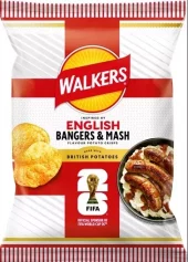 WALKERS ENGLISH BANGERS AND MASH SHARING CRISPS 150g