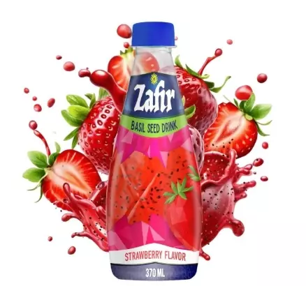 KATO ZAFIR STRAWBERRY JUICE WITH BASIL SEED 370ml ** – THA