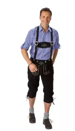 Ekte knelange lederhosen svart 56