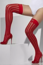 Røde sheer hold-ups med striper