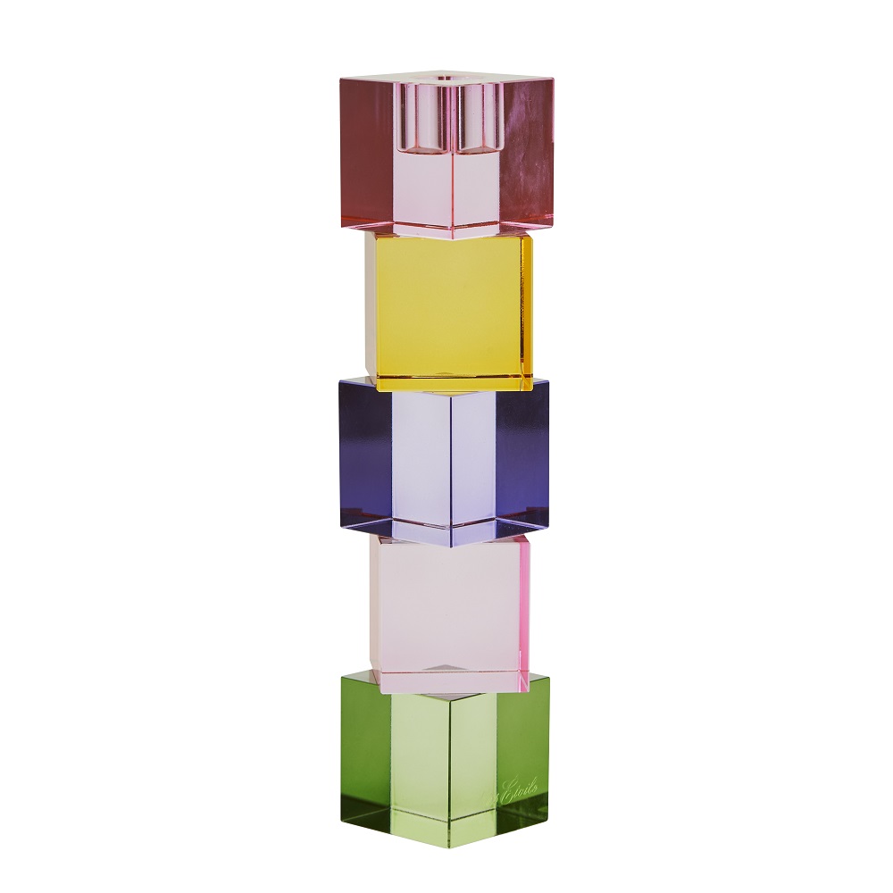 MissEtoile Candelholder Cube 5p grønn/rosa/lilla/orange/rosa