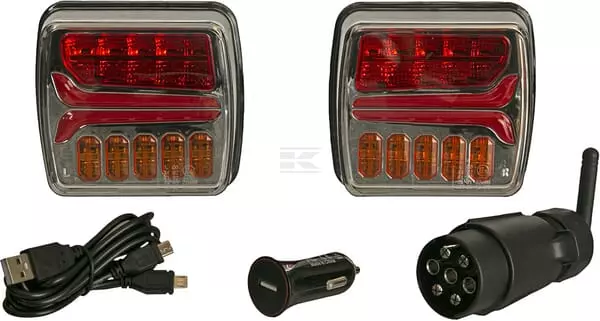 Trådløst lyssett LED, firkantet, 12V, Li-ion, magnetisk, 110x103, 7-polet plugg, Kramp