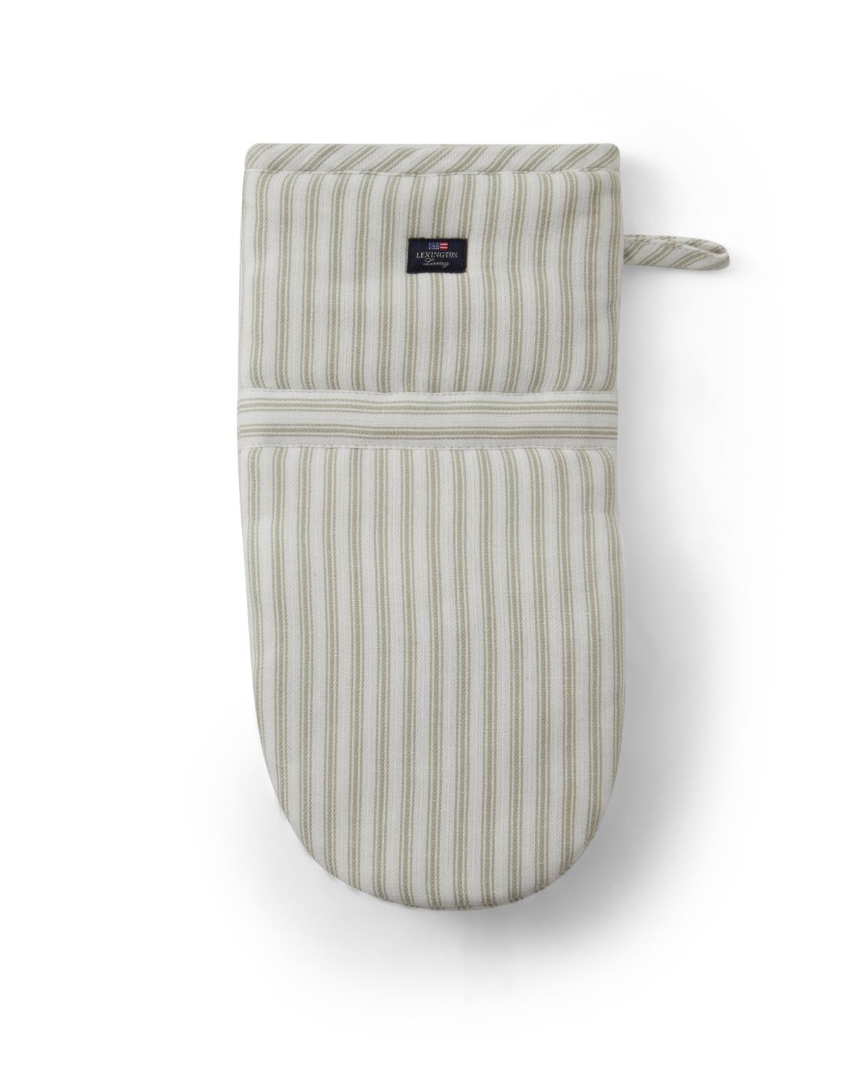 Grytevott grønn & hvit, Icons Cotton Herringbone Striped