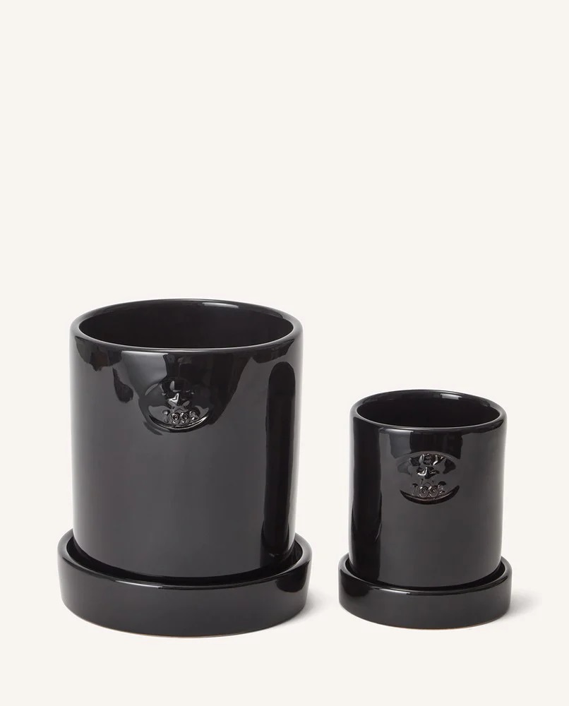 Plantepotte i terrakotta, Svart Liten 14cm høy