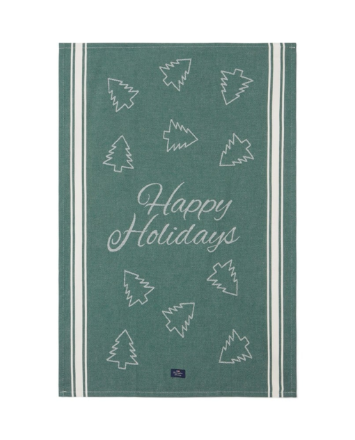 Happy holidays jacquard grønn kjøkkenhåndkle