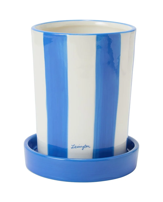 Stripete plantepotte i steintøy