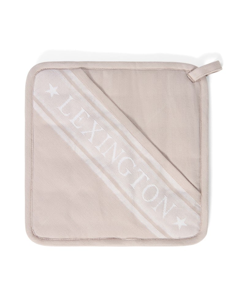 Icons gryteholder med jacquardstjerne, beige/hvit