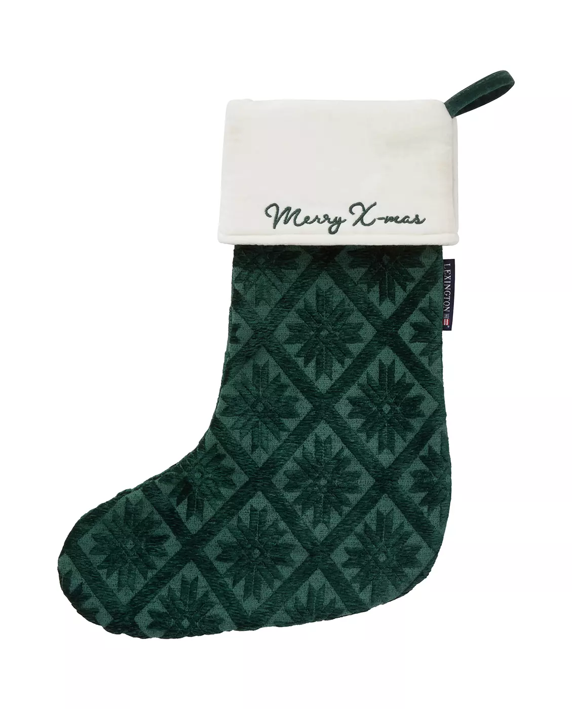 Jacquard julestrømpe i økologisk bomull/viskose, grønn