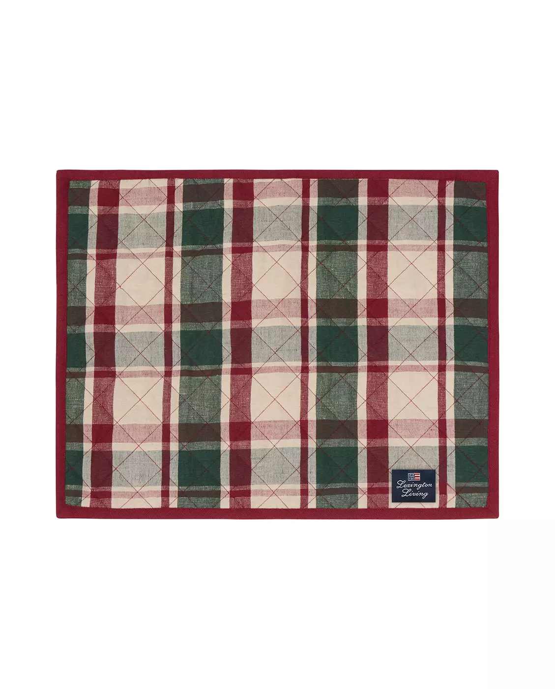 Quiltet rutet bordtablett, lin/bomull