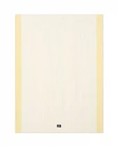 Stripet kjøkkenhåndkle i linblanding, gul/hvit