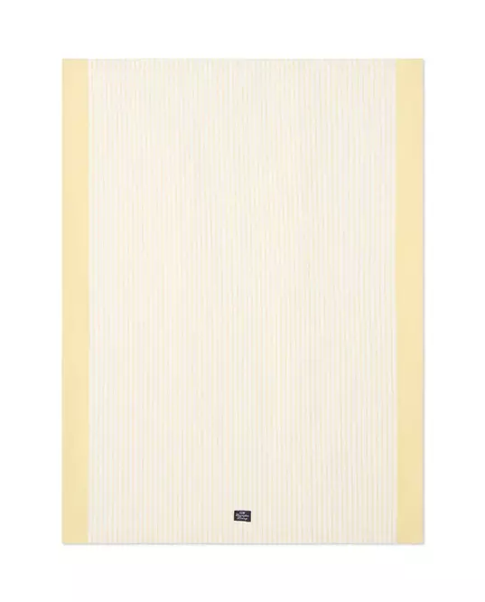 Stripet kjøkkenhåndkle i linblanding, gul/hvit