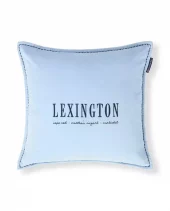 Lexington logo økologisk bomullsfløyel putetrekk, blå