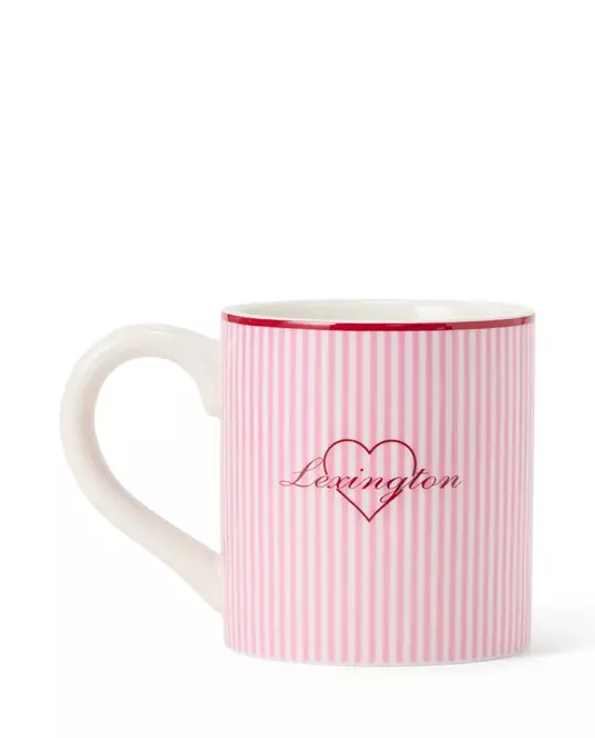 Valentines kopp i steintøy, rosa/hvit