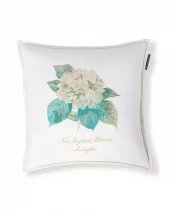 Blomsterbrodert linblanding putetrekk, hvit