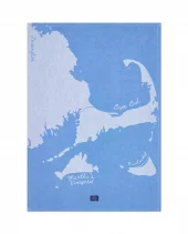 Cape cod kjøkkenhåndkle i økologisk bomullsjacquard, blå/hvit
