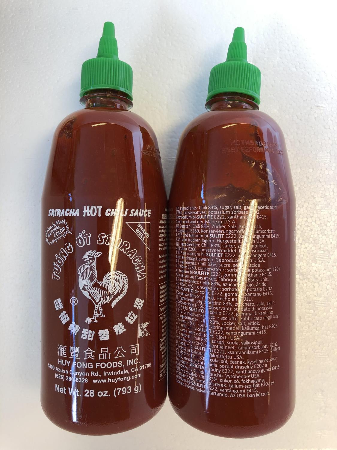 HUY FONG Sriracha Hot Chili Sauce 793gr å