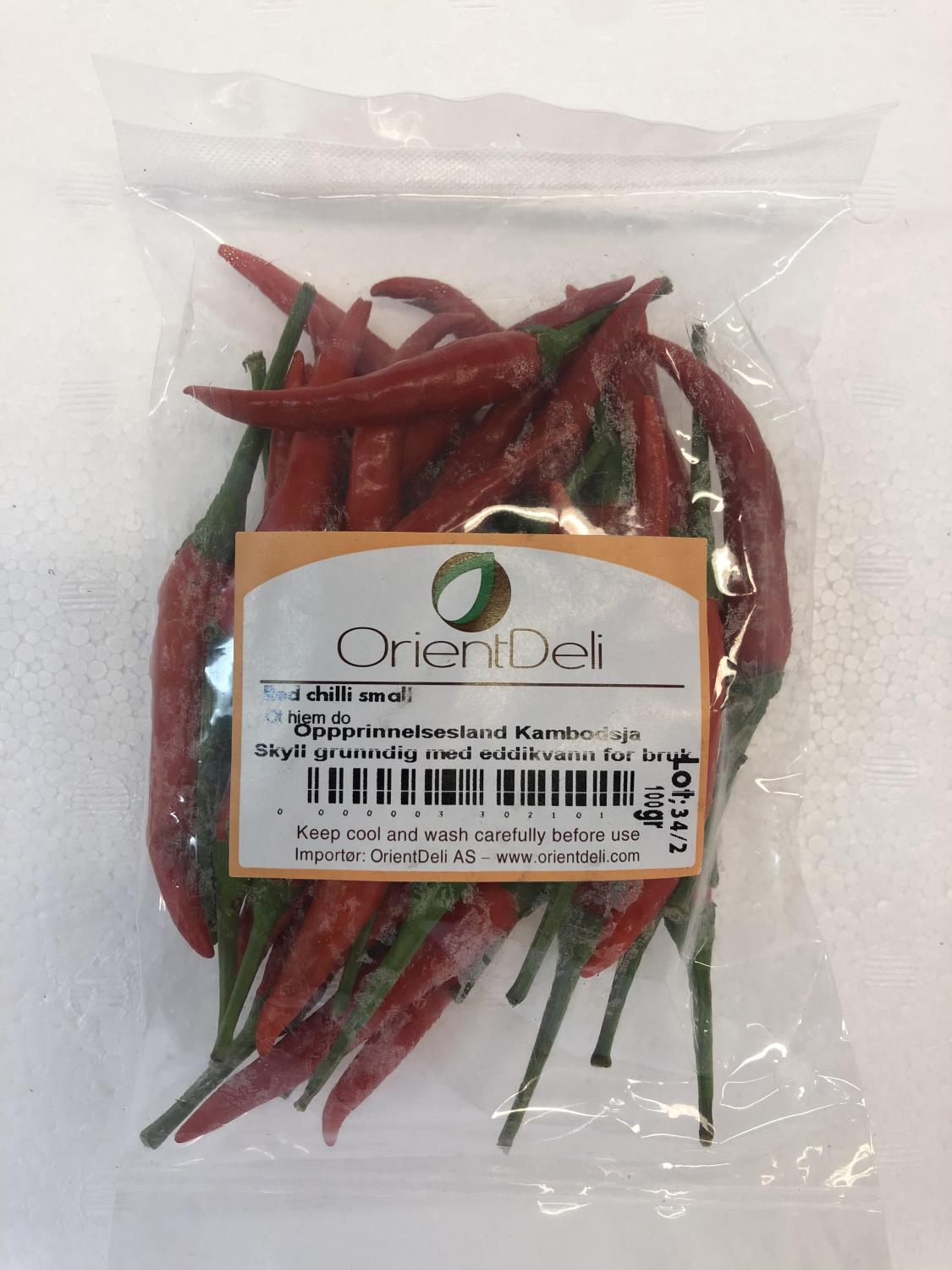 'Red Chili Smal 100gr å
