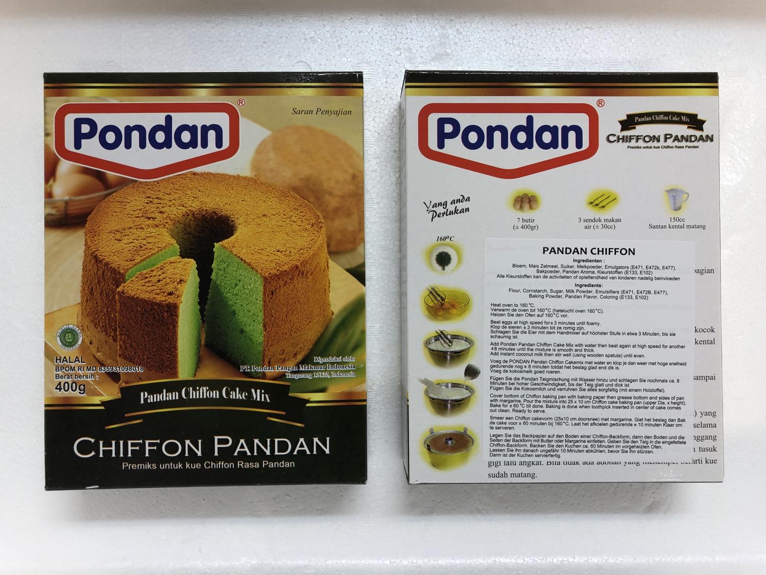 'PONDAN Chiffon Cake Pandan 400gr å