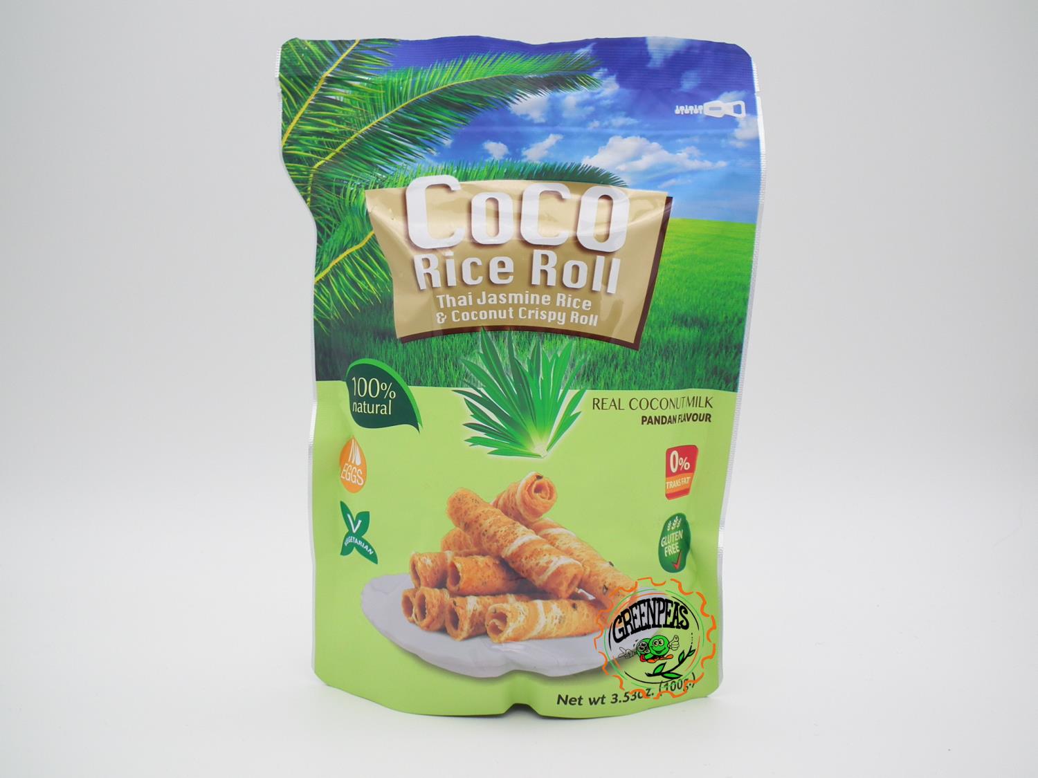 COCO Pandan Rice & Coconut Crispy Roll Pandan 100gr