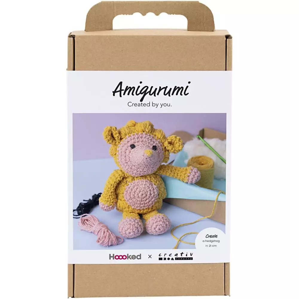 DIY Kit Amigurumi, Pinnsvin, lys rosa, varm gul