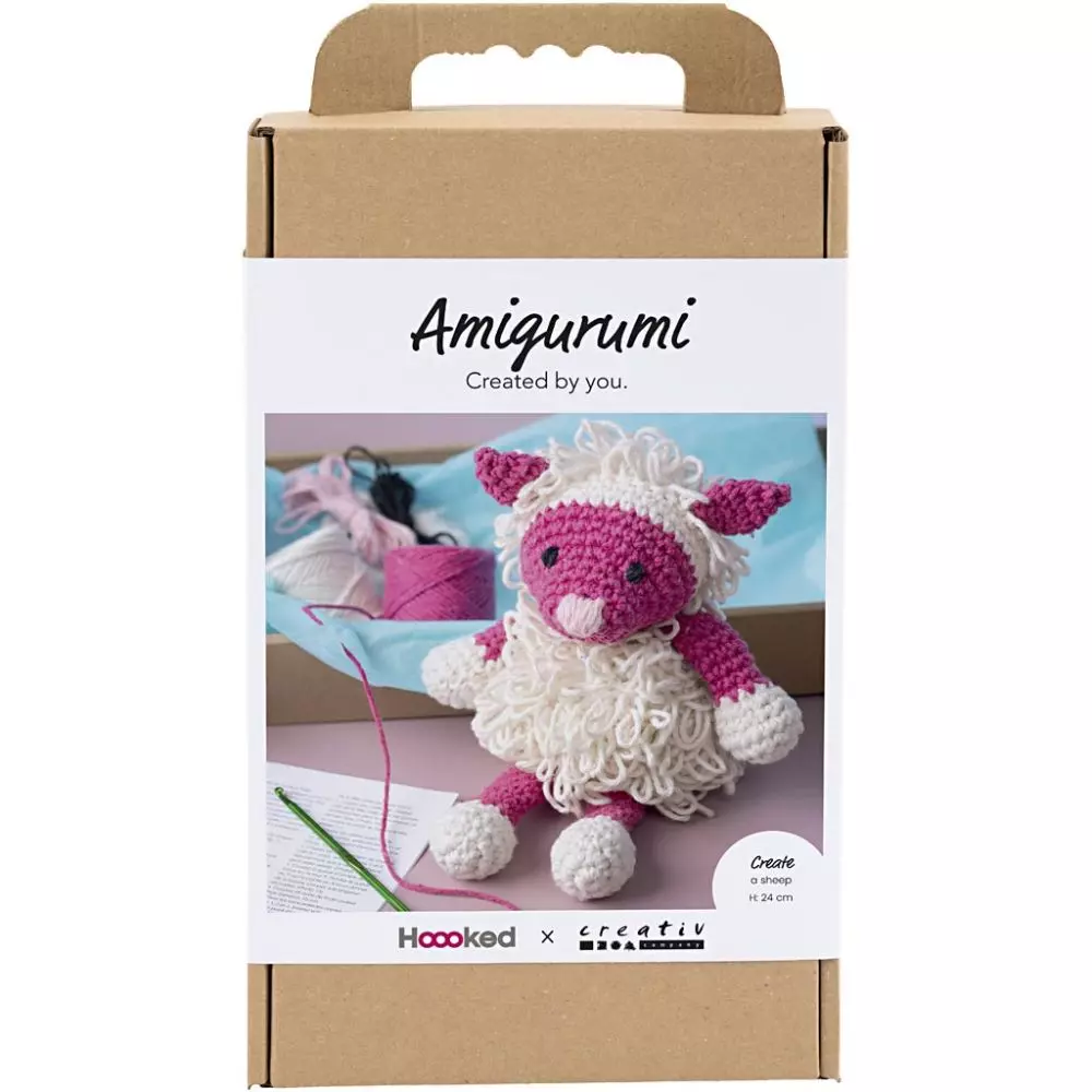 DIY Kit Amigurumi, Sau, pink, off white
