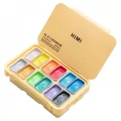 HIMI Jelly Cup Gouache Sett 12stk Metallic - Gult