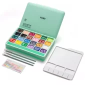 HIMI Jelly Cup Gouache Sett 24stk + 3 pensler - Grønn