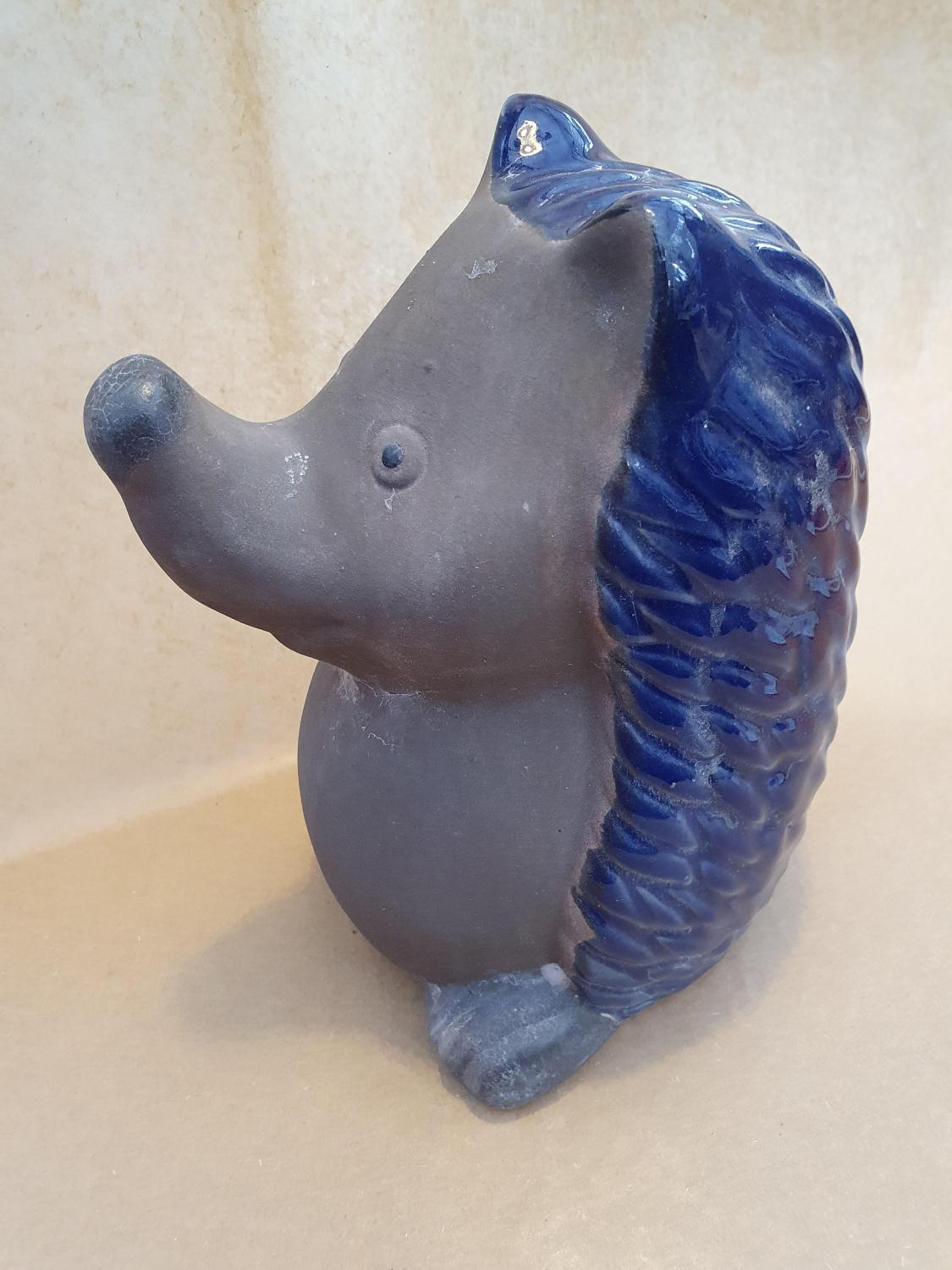Piggsvin keramikk blå