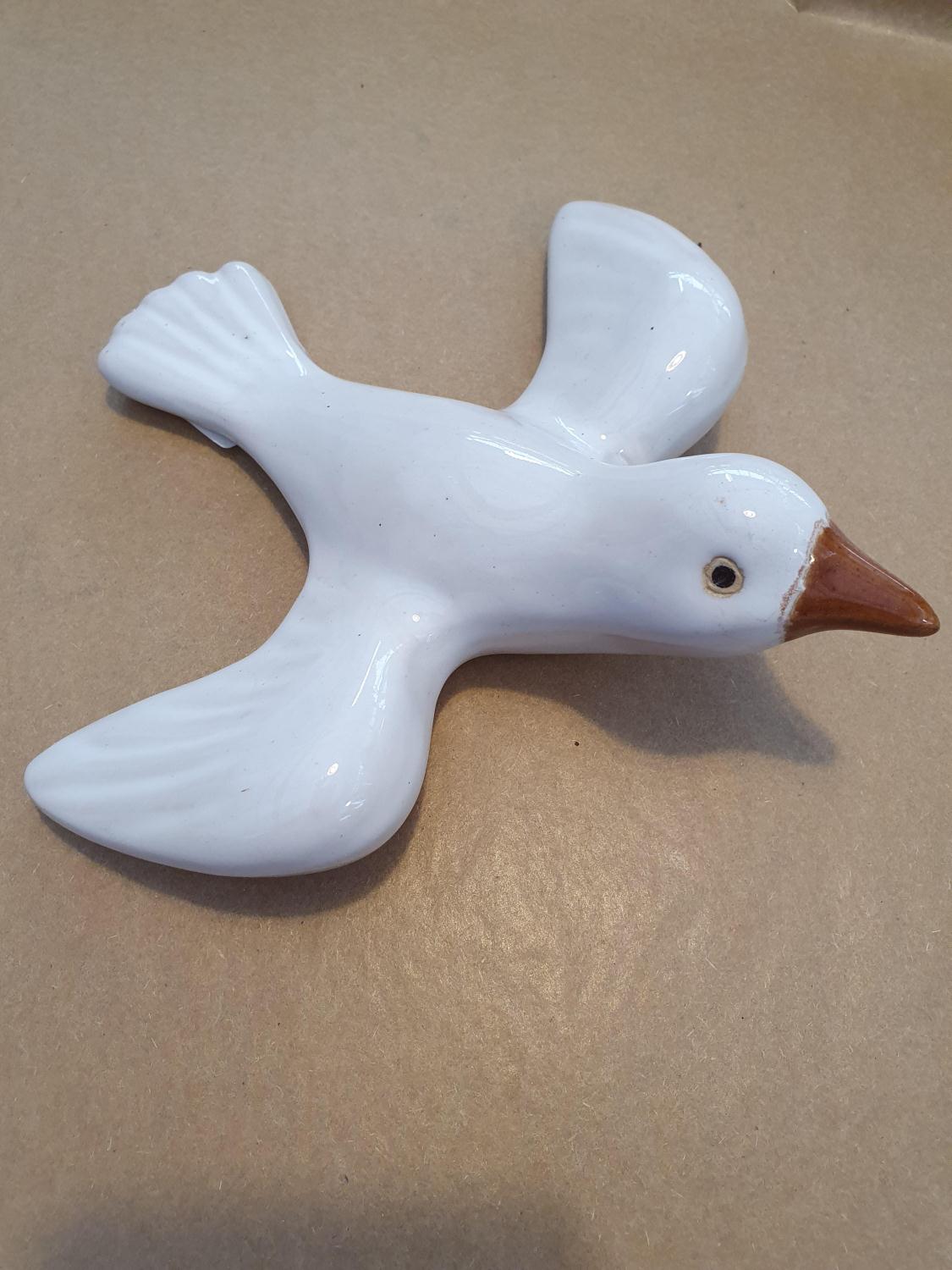 Fugl hvit keramikk liten