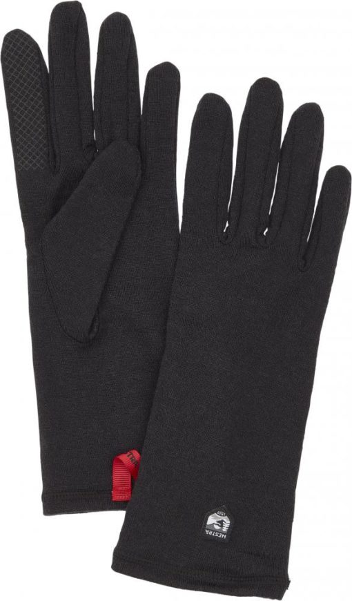 Hestra, Merino Wool Liner Long - 5 Finger, Black, Ullhansker