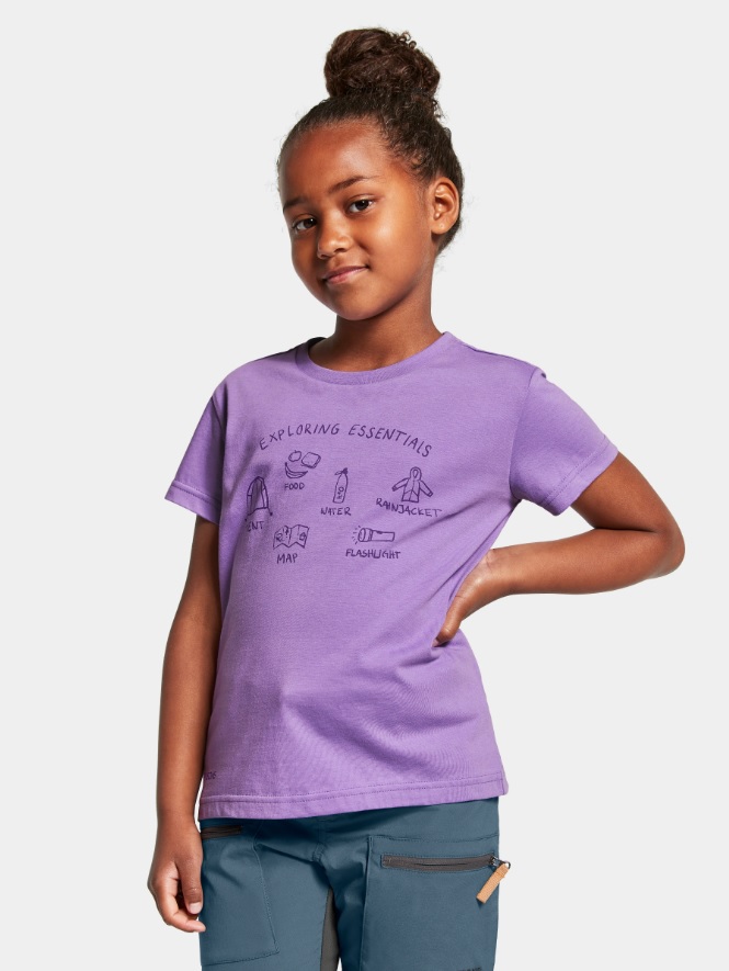 Didriksons, Mynta Kids' Logo T-shirt Explore Small, Jacaranda Purple