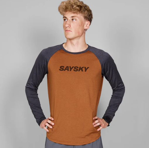 SAYSKY, Logo Pace Long Sleeve, Orange Melange, Genser