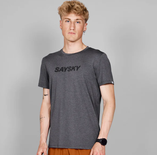 SAYSKY, Logo Pace T-shirt, Grey Melange, T-skjorte