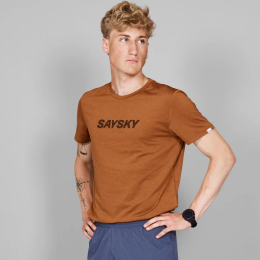 SAYSKY, Logo Pace T-Shirt, Orange Melange, T-skjorte