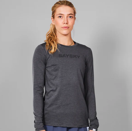 SAYSKY, W Logo Pace Long Sleeve, Grey Melange, Genser